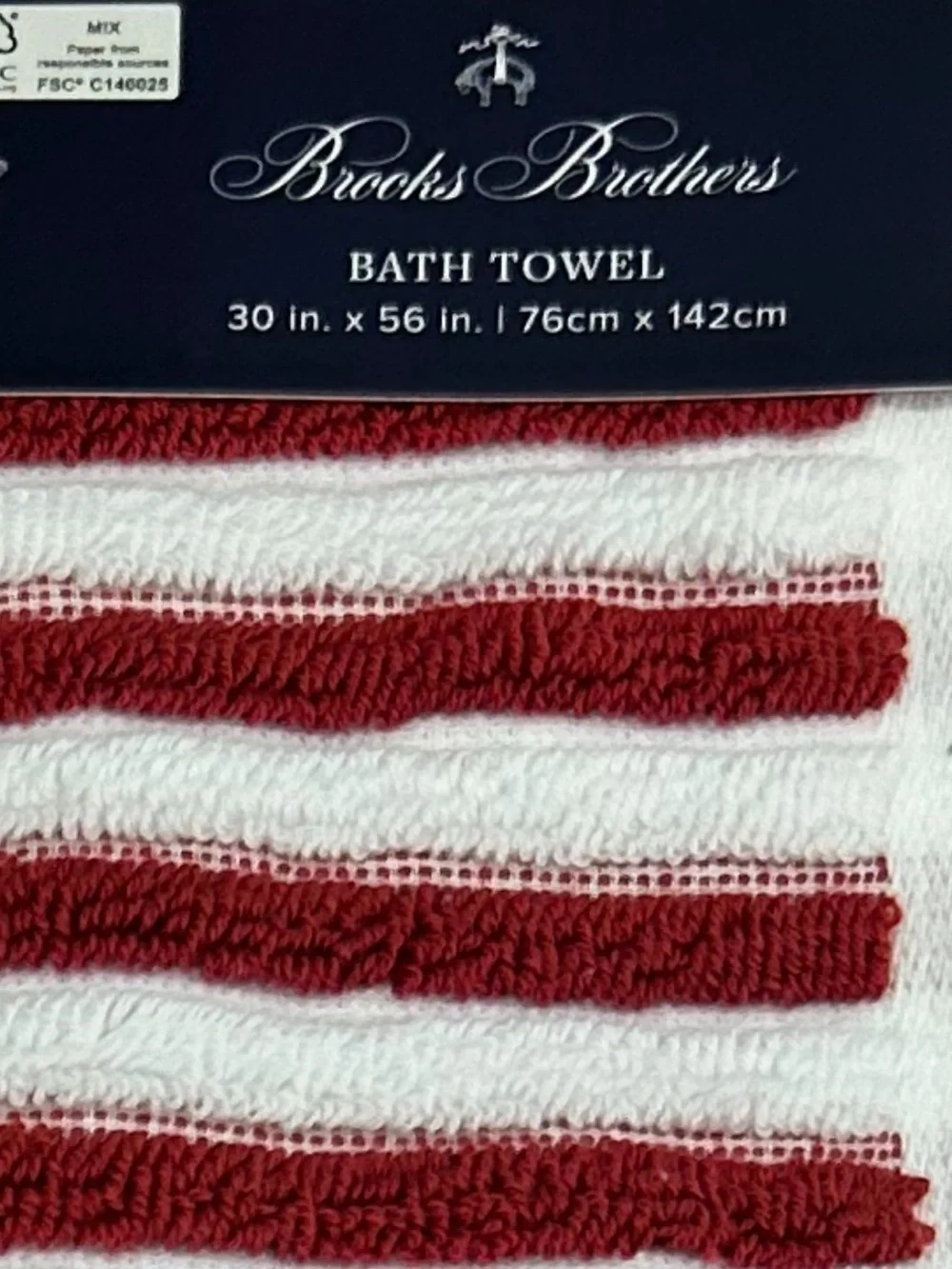 Brooks Brothers Red and White Striped Bath Towels 30”x56” Set of 2